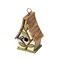 Set of 2 9.5''H Distressed Solid Wood Decorative Outdoor Garden Birdhouse with Natural Wood Slatted Roof and 3D Tree